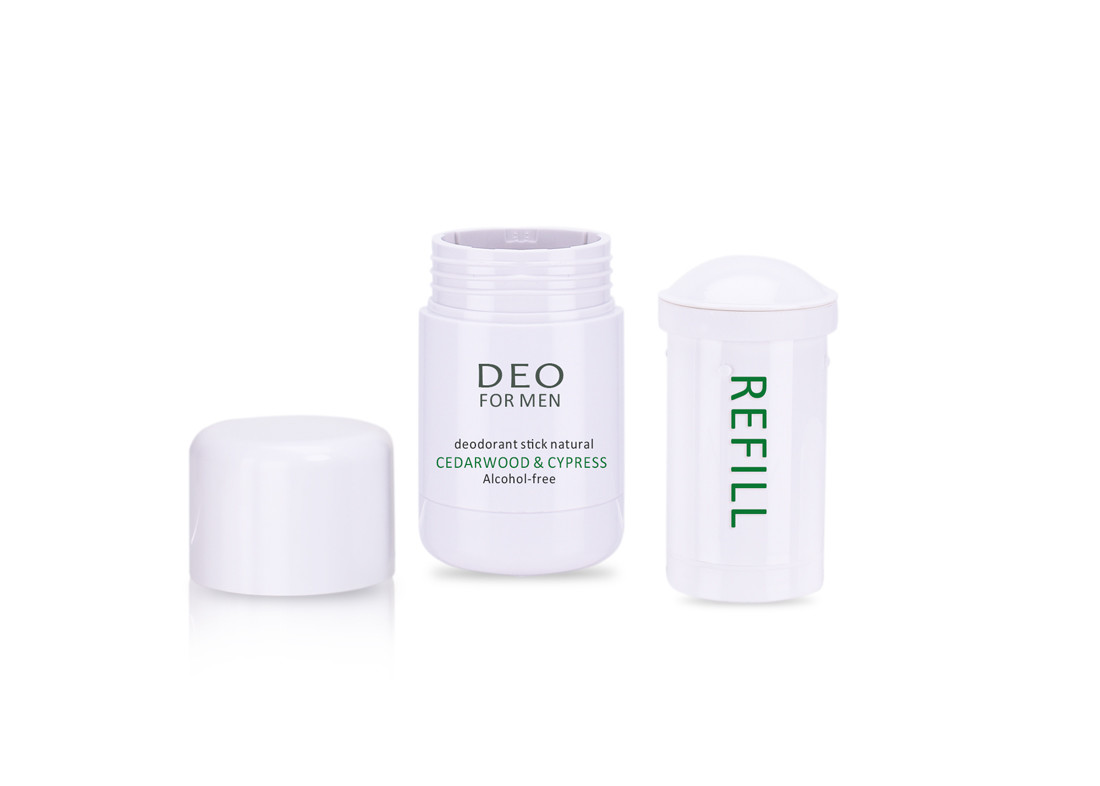 Wholesale Refillable 30g 50gPlastic Sunblock Deodorant Stick Packaging Roll On Stick Flat Round Plastic Deodorant Bottle