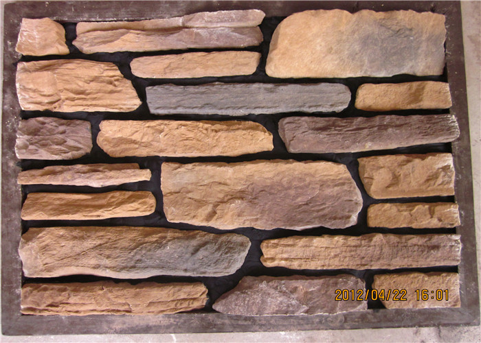 Thick Cement Artificial Wall Stone For Outside Garden Steam - Cured