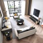 Contemporary Home Room Furniture Oval Gold Metal And Glass TV Stand ODM