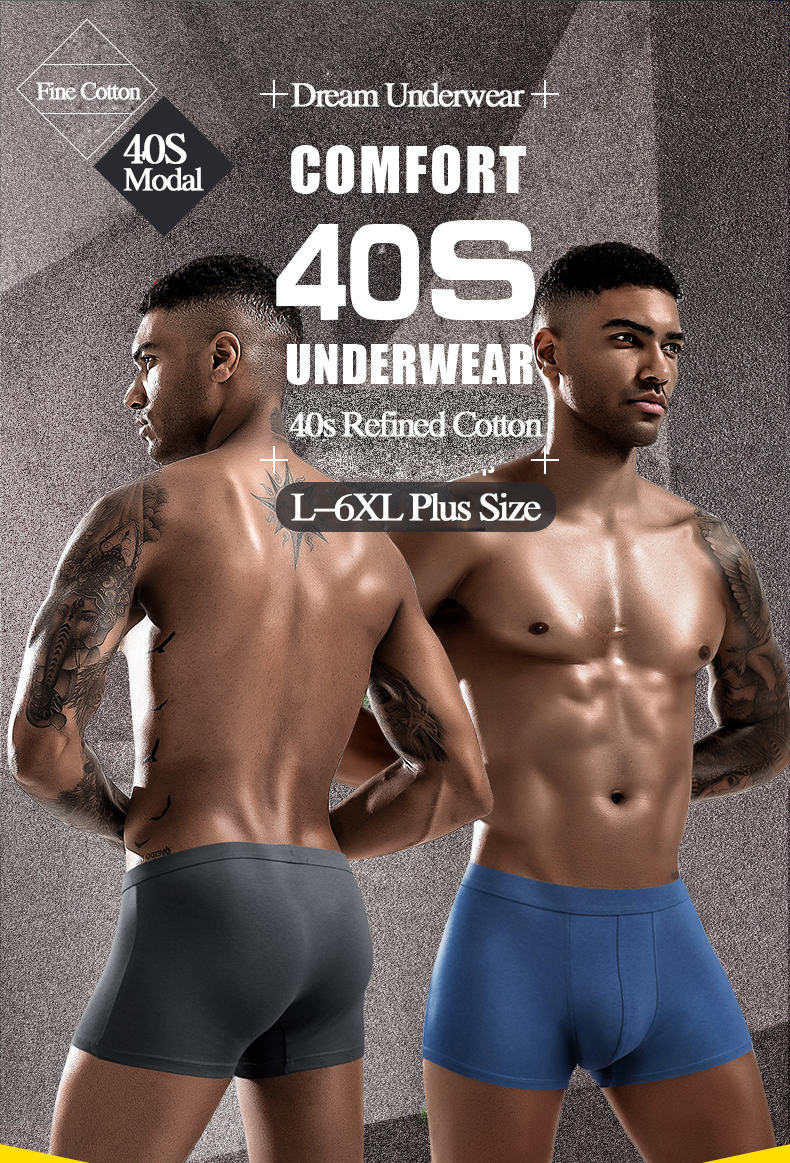 L-6XL Plus Size Male Underwear Cotton High Elasticity Modal Men Underwear
