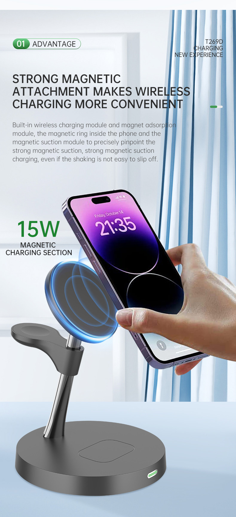 Wireless Charging Station With Night Light Over Current Protection CE/FCC/RoHS Certified