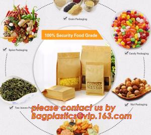 Quality 100% Food Grade Customized Recyclable Eco Zipper Eight Side Sealed Biodegradable Paper Bag For Food Packing, Brown kraft wholesale