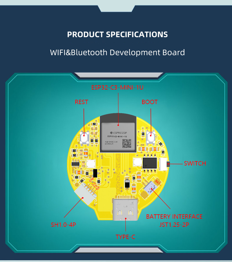 1.28 Inch ESP32 Black shell CTP Display Module 240x240 Tft Lcd Screen Module LVGL Development Board