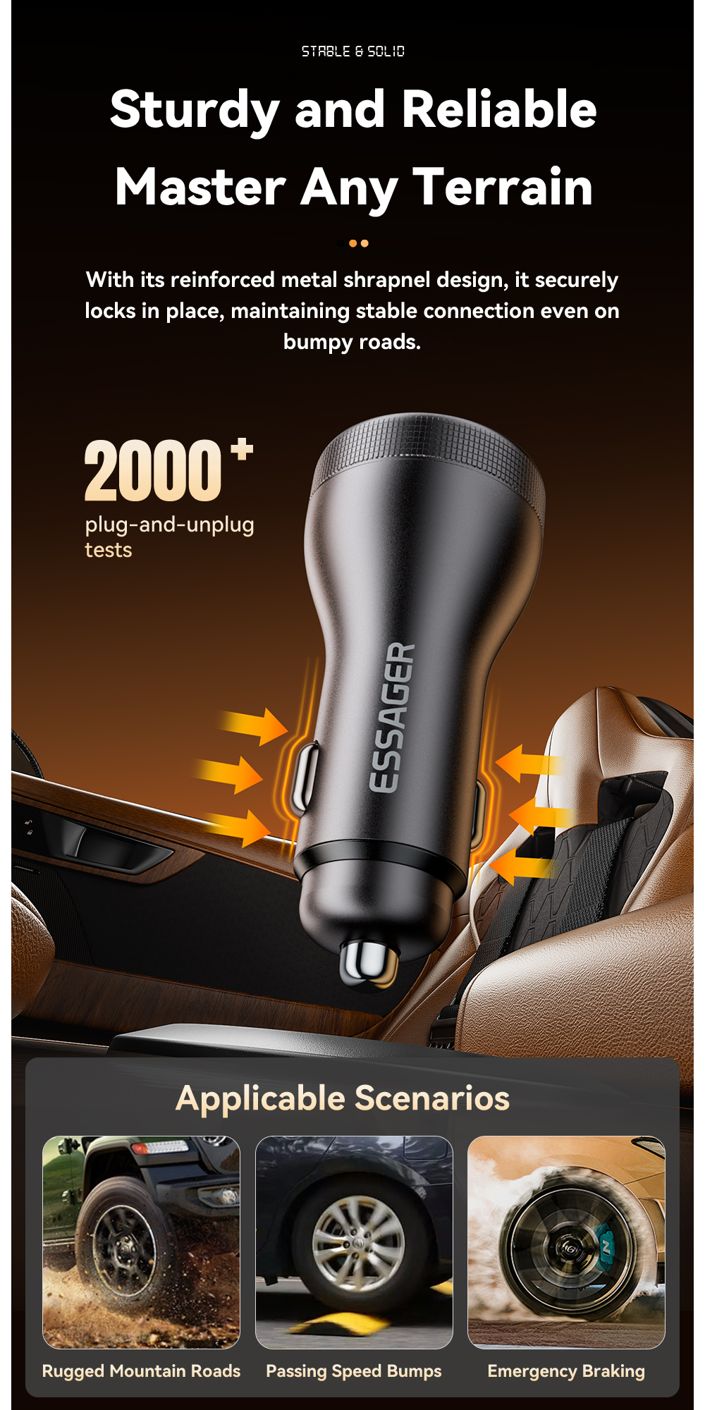 ESSAGER ES-CC17 Series 100W USB-C Car Charger USB Car Port