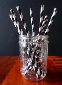 Quality Black Striped Patterned Party Paper Straws (12 Pack) wholesale
