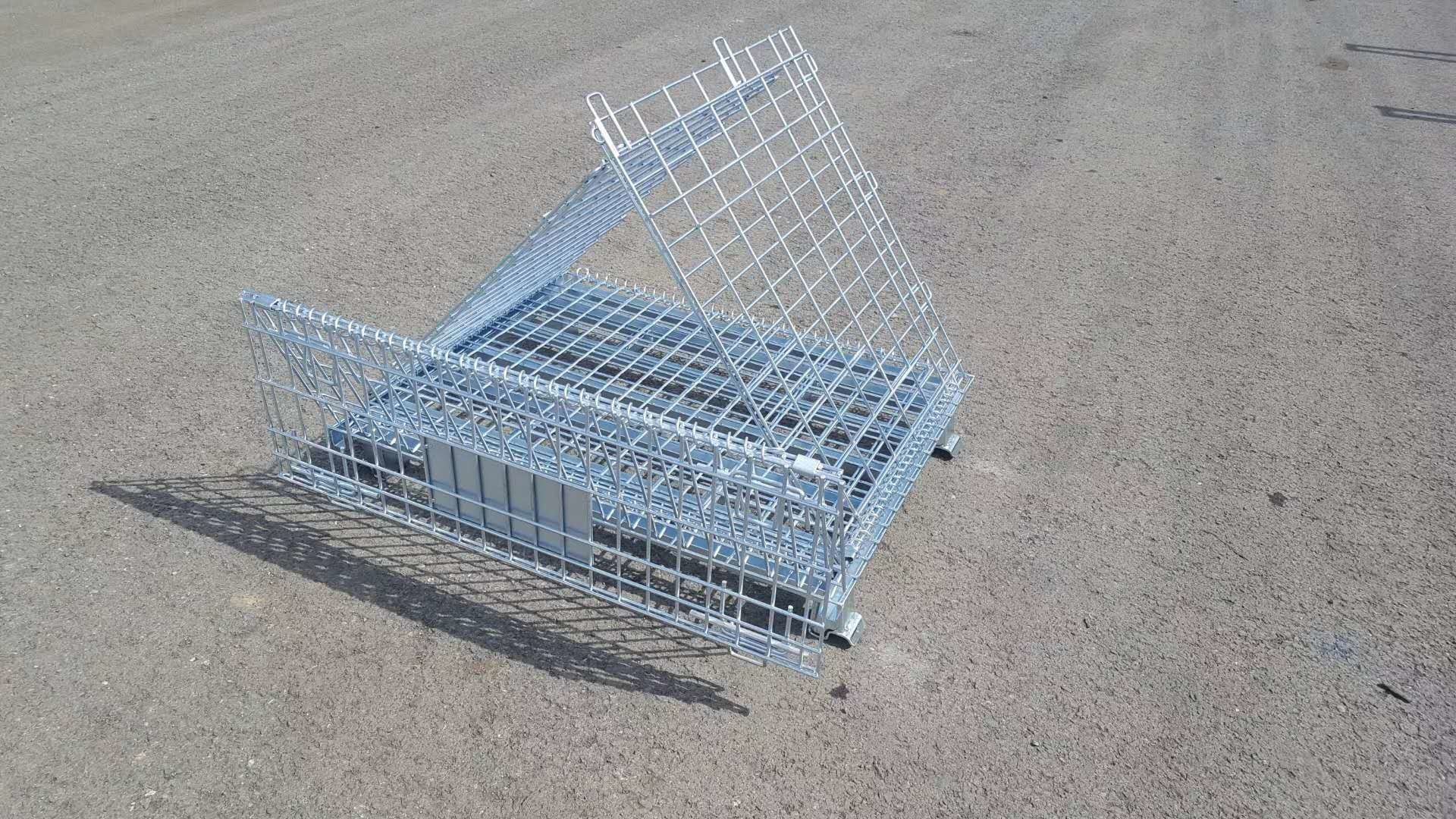 Wire Mesh Container Folding Stackable Wire Mesh Metal Storage Stacking Container