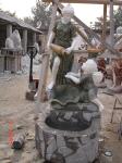 Modern Woman And Cherubs Carrara Stone Carved Statues