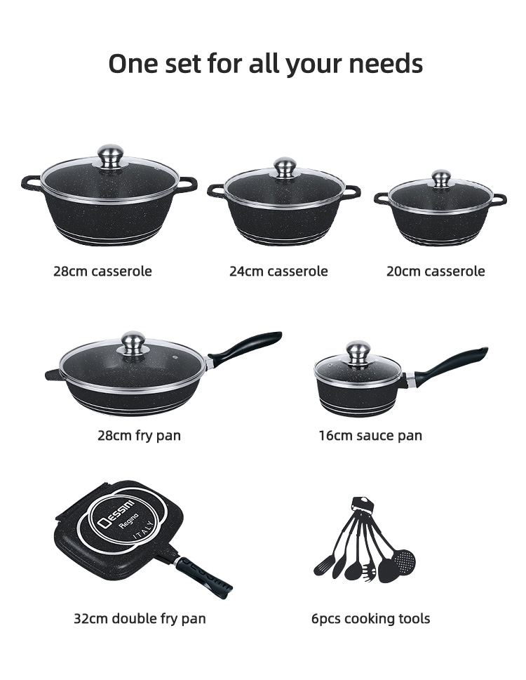 Hot Selling Multicolor pans and pots Kitchen Cooking Pot Sets Aluminum Non-Stick Cookware Pot Sets