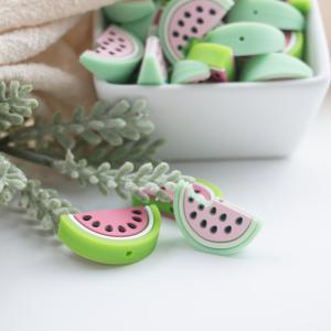 Quality Red Watermelon Shaped Silicone Beads Soft For Baby Teething wholesale
