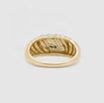 Platinum Plating Round Brilliant Cut Diamond Dome Ring For Women Fine Jewelry