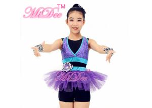 Quality Sporty Hip Hop Dance Clothes Sequin Vest Glitter Tutu Dress With Biketard Under wholesale