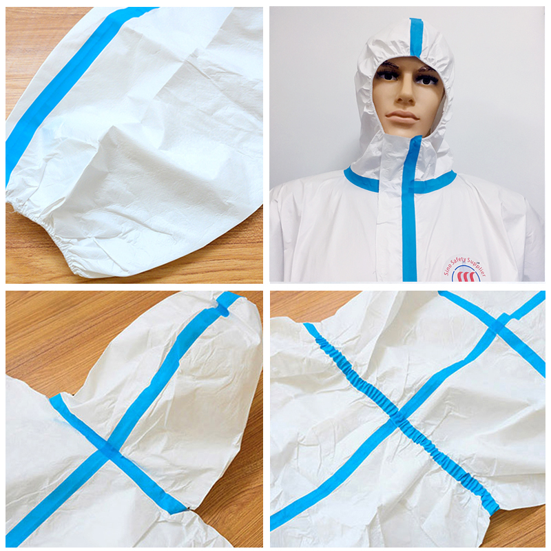 CE PPE EN14605 Type 4 Disposable Coveralls Breathable Hooded Coverall Suit