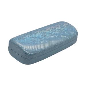 Quality Bluish Purple Eyewear Packaging 155MM Clamshell Sunglass Case Embossed Logo Metal Glasses Case wholesale