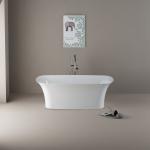 Glossy White Free Standing Bathtub Bathroom Remodeling Center Drain Placement