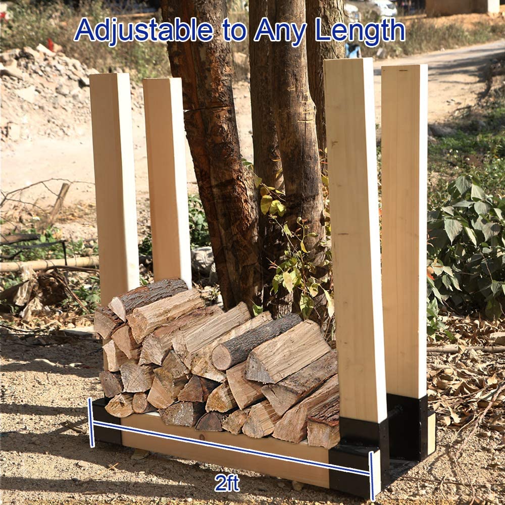 Metal Firewood Log Rack Bracket Kit for Fireplace Wood Storage Holders