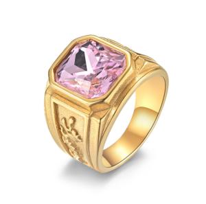 Quality Men 316 Stainless Steel Ring Jewelry Gold Color Plated Customized Size wholesale