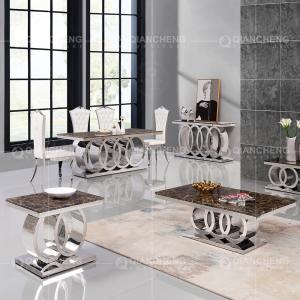 Quality 180x90x76cm 8 Seater Marble Dining Table Stainless Steel gold color wholesale