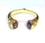 Plating Brass Bangle Bracelets Cuff Jewelry Garnet Stones Silver Jewelry Glitter