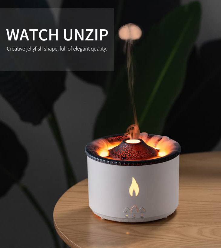 Flame LED Light 350ml Volcano Humidifier with Style Flame Aroma Diffuser and Night Lamp