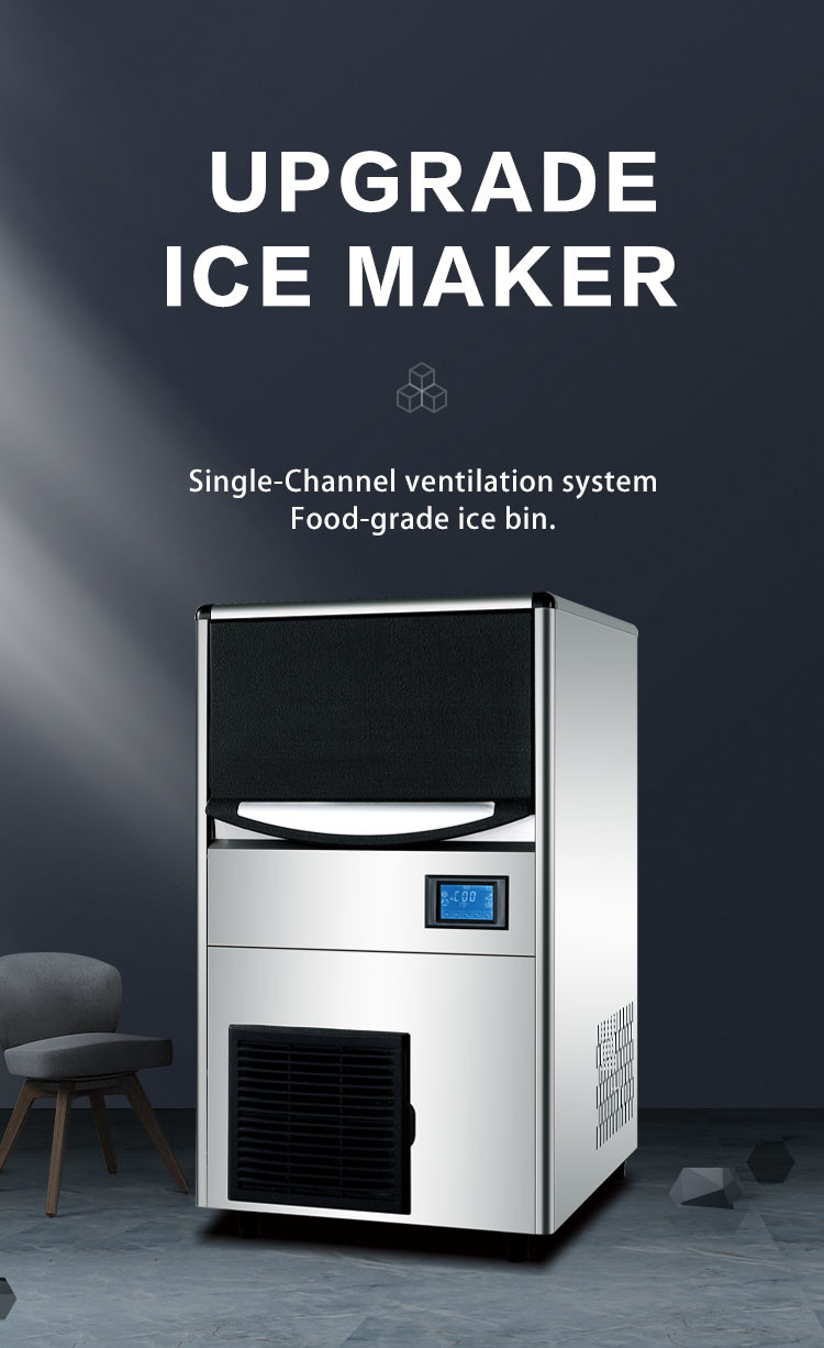 Commercial 60KG/24H Cube Ice Maker Machine Full-Automatic Ice Bin Maker