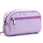 Female Custom Cosmetic Bags , Floral Cotton Double Zipper Makeup Pouch For Purse