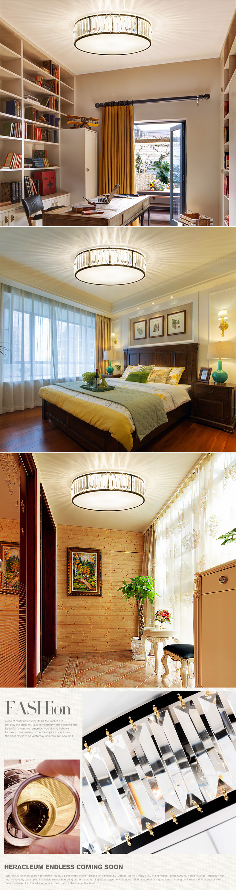 Modern Led Ceiling Lights Crystal Living room decor Creative Black chandelier lamp(WH-CA-98)