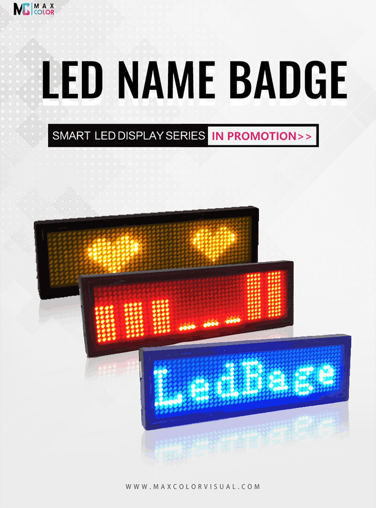 93*30*6mm Creative LED Display Name Badge , Scrolling Wireless Led Name Plate