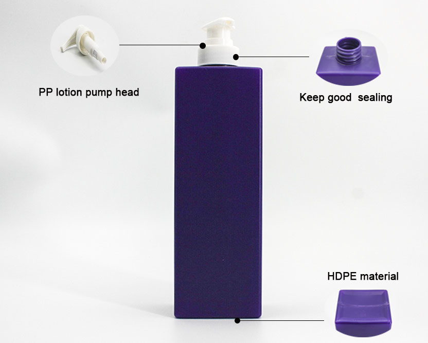 Purple 235mm 25.36oz 700ml HDPE Shampoo Pump Bottles