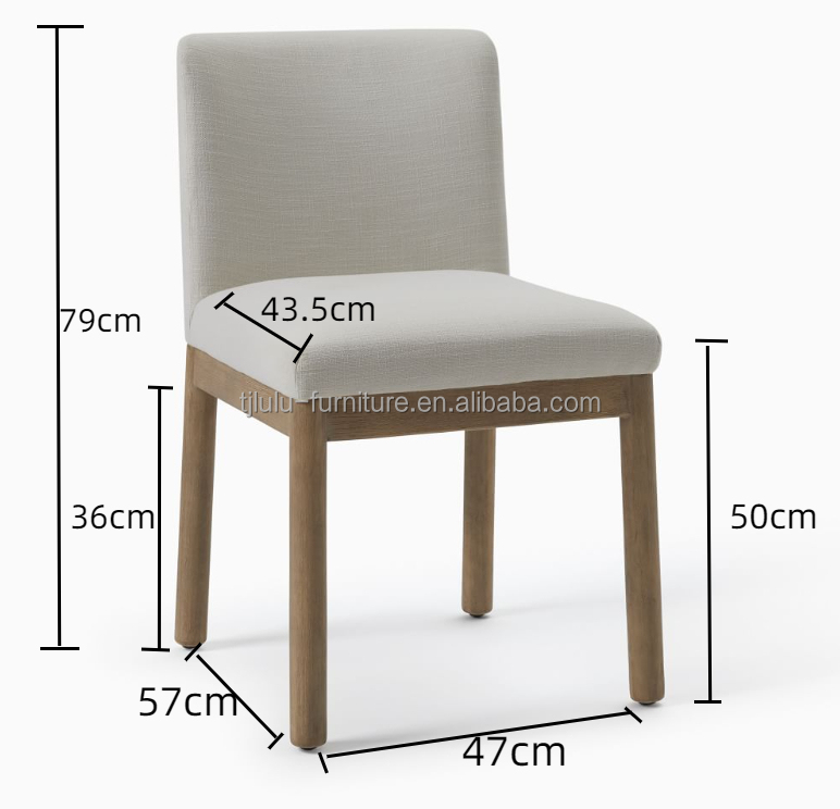 Modern Home Furniture Cafe Fabric Upholstered Sturdy Wood Dining Chair with Sturdy Construction