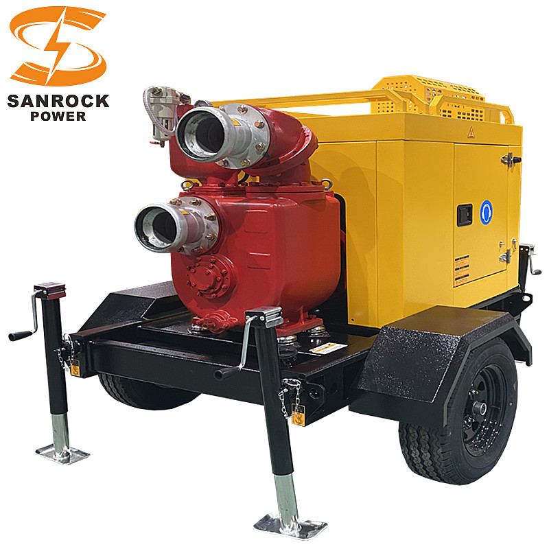 80-120L Mobile Diesel Powered Irrigation Pump Flood Control Trailer Water Pressure Pump