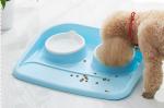 Non Slip Plastic Feeding Dishes No Spill Pet Dog Cat Double Food Water Bowl For