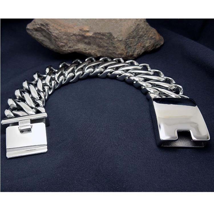 Men's Titanium Stainless Steel Wide Link Chain Bracelet (CE329)