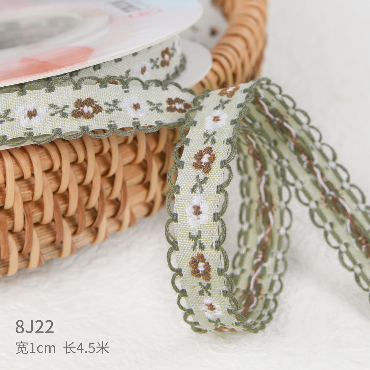 15mm*50y Pastoral Floral Cotton Ribbon Baking Cake Ribbon Bow DIY Material Decoration Ribbon Flower Bouquet Packaging