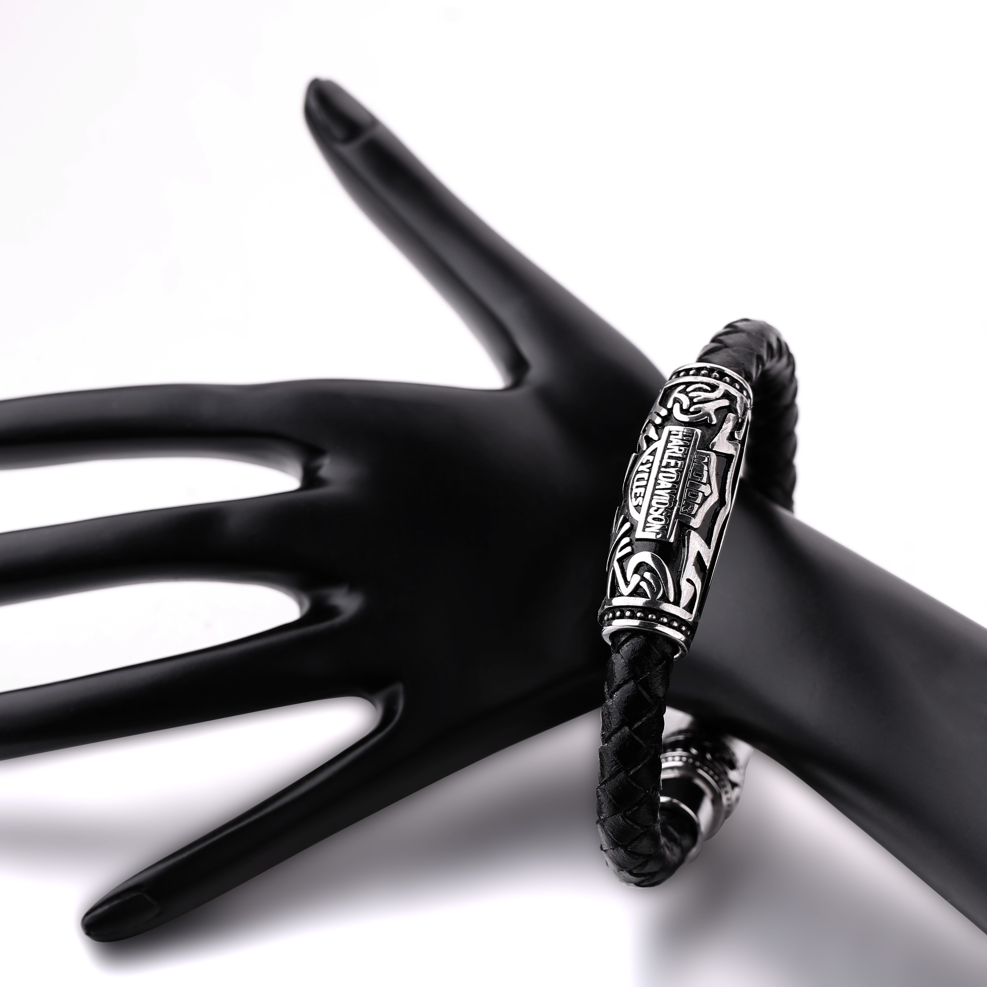 Man's Stainless Steel Clasp Braided Leather Bracelet Wholesale For Party