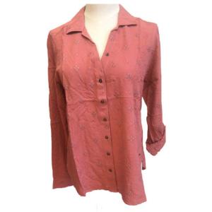 Quality 100% Viscose Ladies Embroidered Blouse With Turn Down Collar wholesale