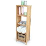 Multifunctional Bamboo Storage Racks And Holders Wooden Bathroom Shelves 4 Tier