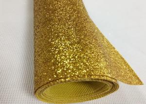 Quality 80gsm Champagne Gold Glitter Fabric , Shiny Thick Gold Glitter Fabric wholesale