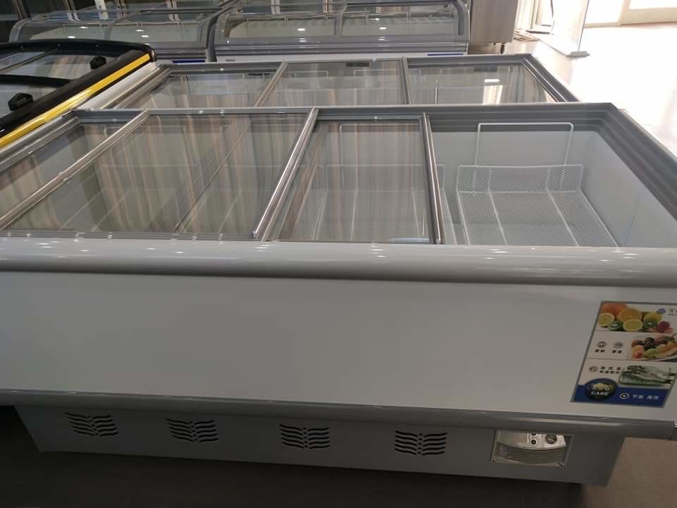 Horizontal island cabinet commercial direct cooling refrigeration and freeze display cabinet