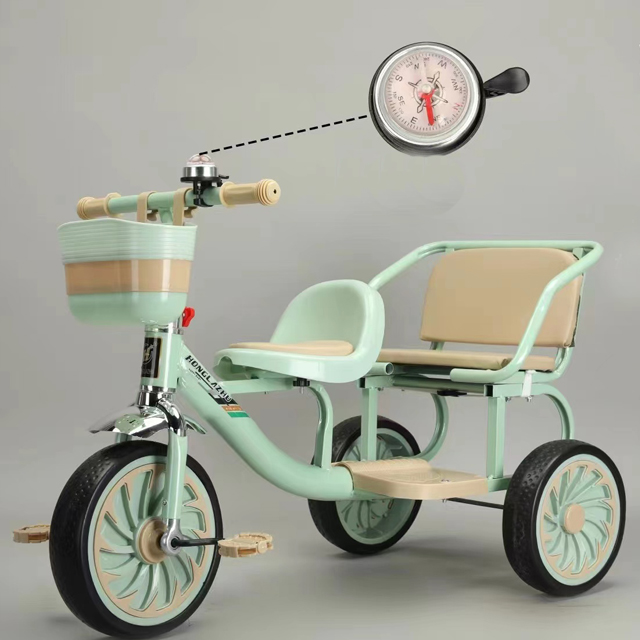 2023 Kids Tricycle Trike with Soft Leather Seat and Folding Front Shopping Frame