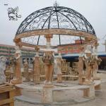 White Stone Garden Gazebo Marble Statues Pavilion Women Roman Column Decoration