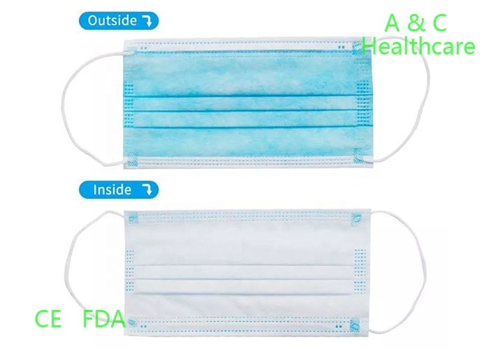 CE Standard 3 Ply Disposable Face Mask Non Woven Melt Blown Fabric