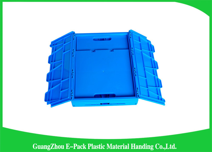 Attached Lids Collapsible Storage Crate , 45 L Industry Foldable Plastic Box
