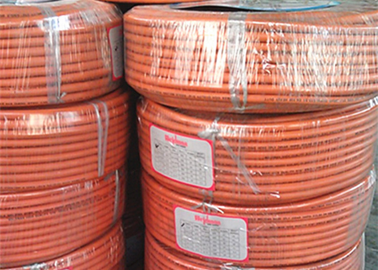 6mm Oil Resistance Braided -30℃~+80℃ Orange Rubber LPG Gas Hose Assembly