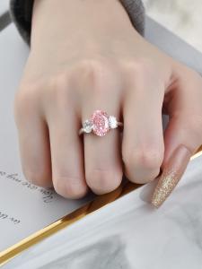 Quality Large Size 3.52ct Pink Lab Created CVD Diamond Ring Oval Shape 18k White Gold Ring wholesale