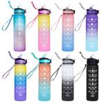 32oz Gym Plastic Motivational Water Jug Tritan Sports Water Bottle
