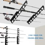 Behind Doors Fishing Rod Storage Rack Holds 9 Rods for Home Store Cabin Garage