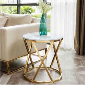 Quality Stainless Steel Marble Circular Sofa Side Table Smooth Surface wholesale