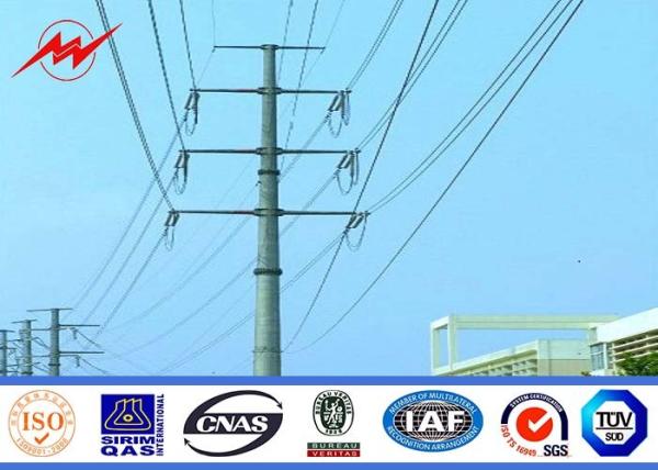24m Galvanized Steel Transmission Poles With Electrical Power Step Bolts