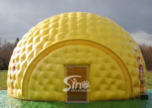 10m Dia. big yellow inflatable golf tent with custom logo N removable doors for