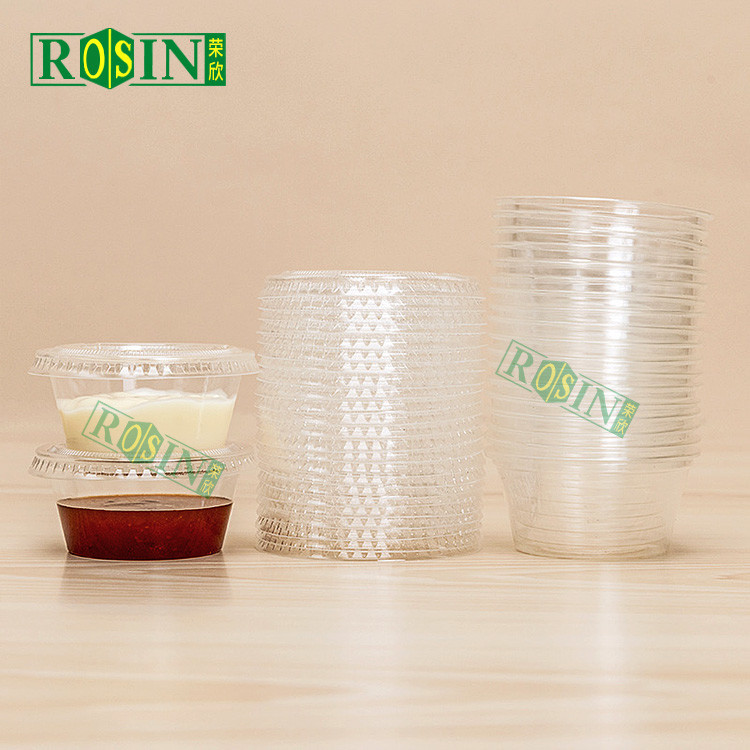 1oz Clear Plastic Takeaway Food Container Sauce Cup Container Disposable With Lid
